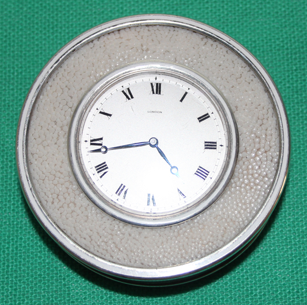 Silver Enamel Desk Clock